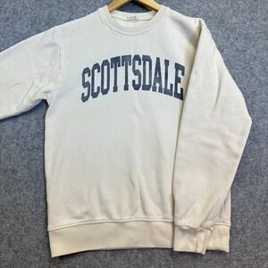 John Galt Scottsdale Crewneck Sweatshirt Women's Size S Cream Navy Heavyweight